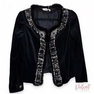 Rickie Freeman for Teri Jon Embellished Velvet Evening Jacket — Size 6
